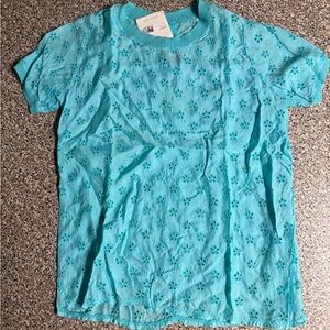 Johnny Was Aqua Eyelet Women's Top